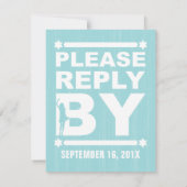 Big Type Bat Mitzvah Antwortkarte Aquamarin Einladung (Rückseite)