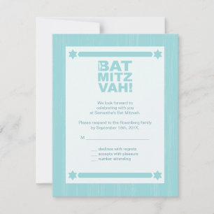 Big Type Bat Mitzvah Antwortkarte Aquamarin Einladung