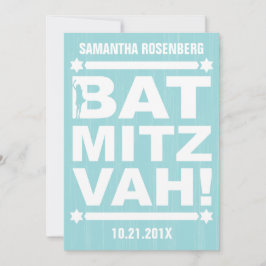 Big Type Bat Mitzvah Einladung in Licht Aquamarin