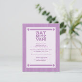 Big Type Bat Mitzvah Replik Karte in Lila (Stehend Vorderseite)