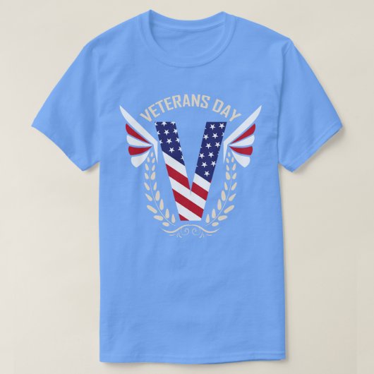 Big V in US-Flaggenfarben mit Eichen-Blätter für V T-Shirt (Design vorne)