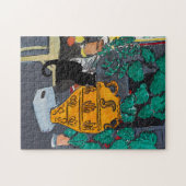 Big Vase der Blume Black Cat Puzzle (Horizontal)