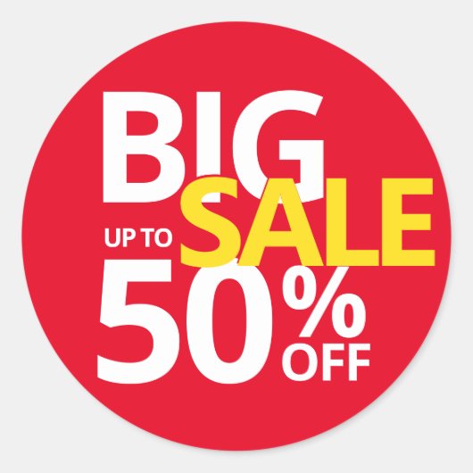 BIG-VERKAUF bis zu 50% ERMÄSSIGUNG 50% Runder Aufkleber (Vorderseite)