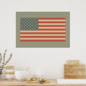 Big Vintag American Flag Wall Art Poster (Küche)