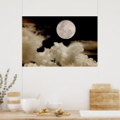 Big Vollmond hinter Wolken vorbei Poster (Küche)
