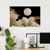 Big Vollmond hinter Wolken vorbei Poster (Heimbüro)