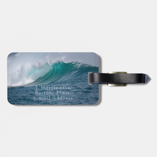 Big Wave Blue Ocean Name Kontakt Gepäckanhänger (Rückseite horizontal)