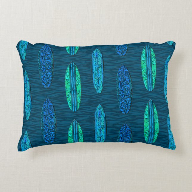 Big Wave Hawaiian Surfboards Zierkissen (Vorderseite)