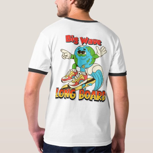Big-Wave-Longboard-Surfing-T-Shirt T-Shirt (Schwarz voll)