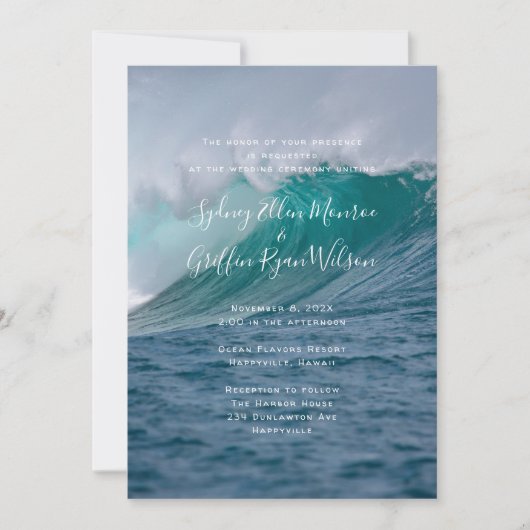 Big Wave Seacoast Hochzeitsplanung Einladung (Vorderseite)