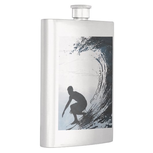 Big Wave Surfer Personalisiertes Geschenk Flachmann (Rechts)