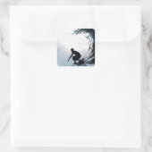 Big Wave Surfer Quadratischer Aufkleber (Tasche)