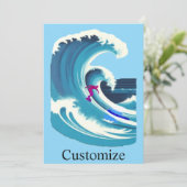 Big Wave Surfer Thunder_Cove Einladung (Stehend Vorderseite)