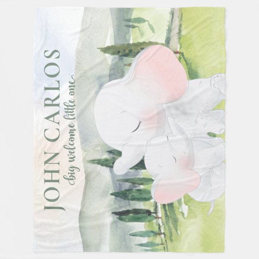 Big Welcome Little One Elephant Kids Blanket Fleecedecke (Vorderseite)