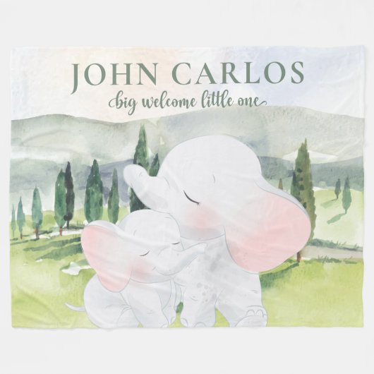 Big Welcome Little One Elephant Kids Blanket Fleecedecke (Vorderseite (Horizontal))