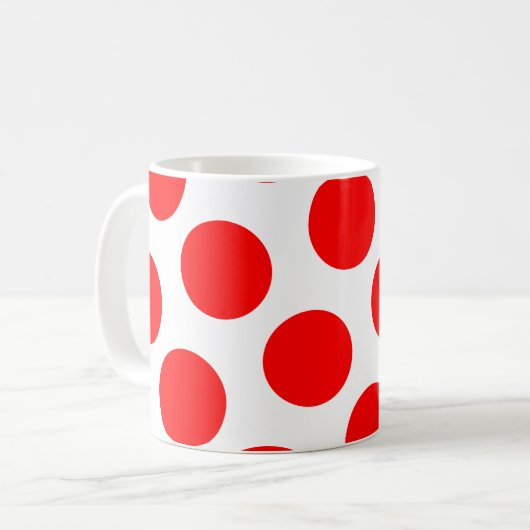 Big White and Red Polka Dots Kaffeetasse (Vorderseite Links)