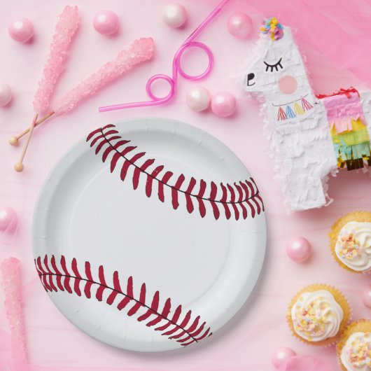 Big White Baseball Pappteller (Party)