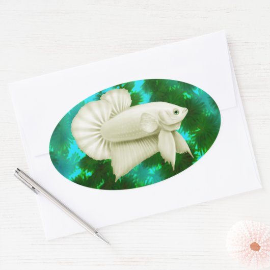 Big White Betta Splendens Fish Stickers (Umschlag)