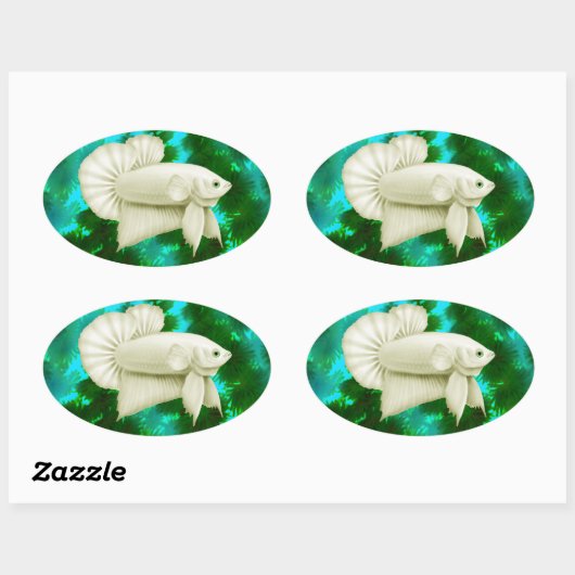 Big White Betta Splendens Fish Stickers (Blatt)