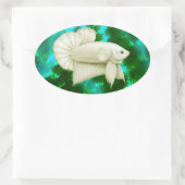 Big White Betta Splendens Fish Stickers (Tasche)