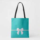 Big White Bow and Pearls Tote Bag | Tiffany-Inspo Tasche (Vorderseite)