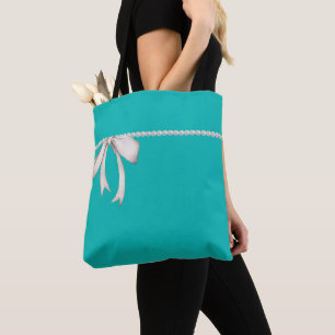 Big White Bow   Tiffany-Inspiriert Aqua Tote Bag Tasche