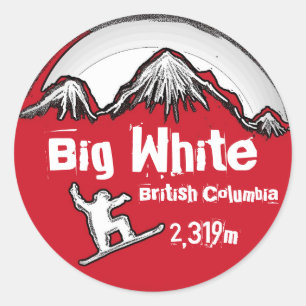 Big White British Columbia rote Pappkleber Runder Aufkleber