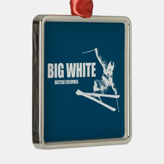 Big White British Columbia Skier Ornament Aus Metall (Rechts)