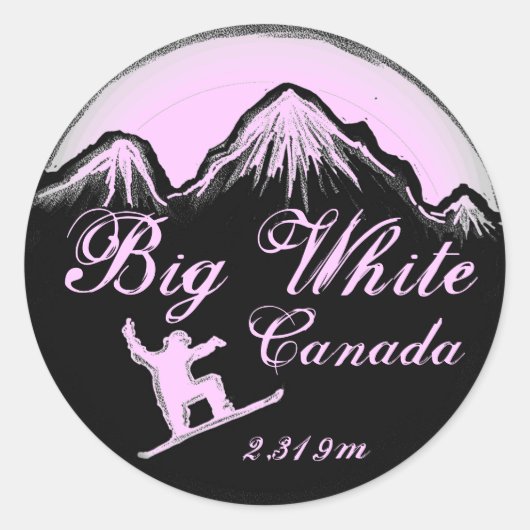 Big White Canada hellrosa Snowboard Art Aufkleber (Vorderseite)