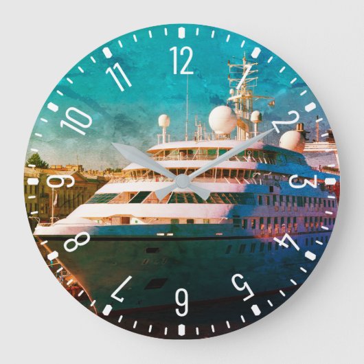 Big White Cruise Schiff Große Wanduhr (Vorderseite)