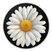 Big White Daisy auf schwarz Keramikknauf (Vorderseite)