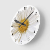 Big White Daisy Black Numbers Runde Wanduhr (Winkel)