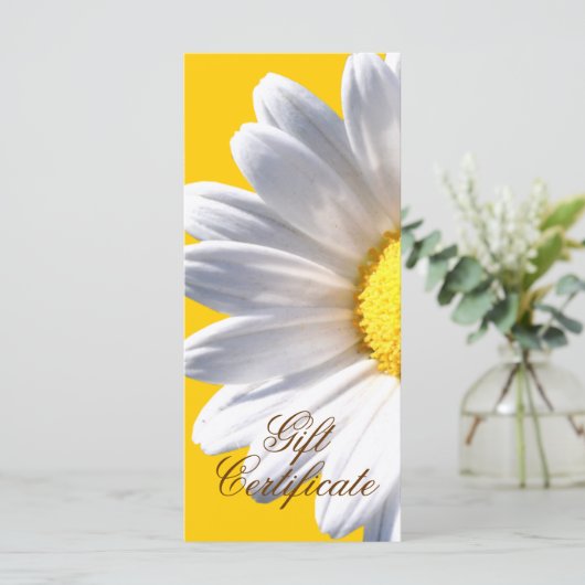 Big White Daisy on Yellow Gift Certificate (Stehend Vorderseite)