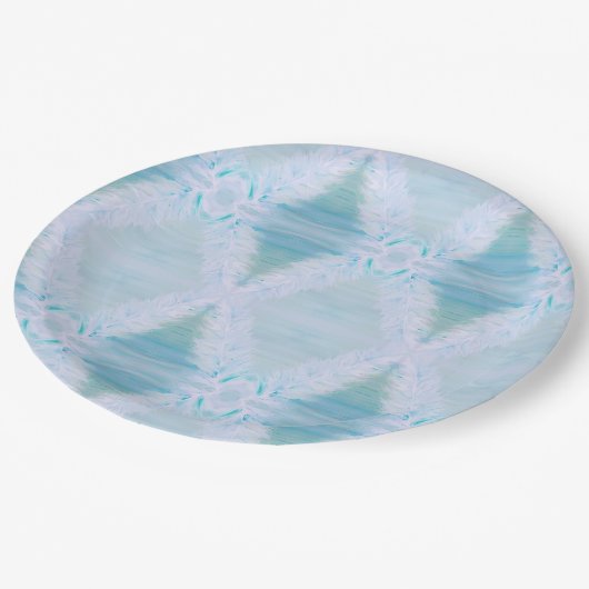 Big White Feather Pappteller (Schrägansicht)