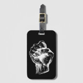 Big White Linocut-style Fist Illustration Gepäckanhänger (Vorderseite Vertikal)