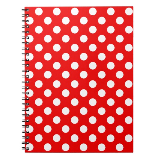Big White Polka Dots auf glitzerndem rotes Noteboo Notizblock (Vorderseite)