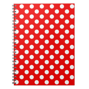 Big White Polka Punkte auf glitzerndes rotes Noteb Notizblock