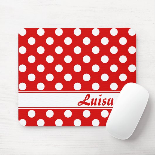 Big White Polka Punkte auf Red Individuelle Name T Mousepad (Mit Mouse)