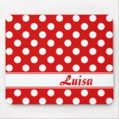 Big White Polka Punkte auf Red Individuelle Name T Mousepad (Vorne)