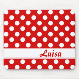 Big White Polka Punkte auf Red Individuelle Name T Mousepad
