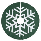 Big White Snowflake auf Forest Green Polyester Weihnachtsbaumdecke (Vorderseite)