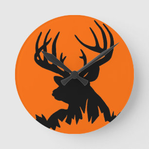 BIG WHITETAIL BUCK WALL CLOCK RUNDE WANDUHR