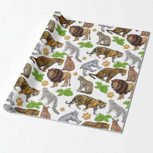 Big Wild Cats Collage Design Geschenkpapier