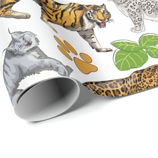 Big Wild Cats Collage Design Geschenkpapier (Rolleneckpunkt)