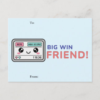 Big Win, Friend! Gaming Classroom Valentine Card Feiertagspostkarte