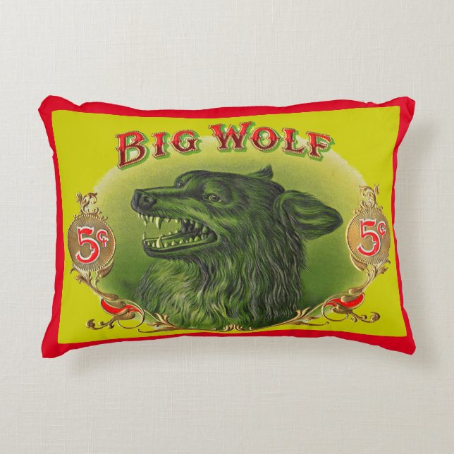 Big Wolf Zigarrenlabel Dekokissen (Vorderseite)