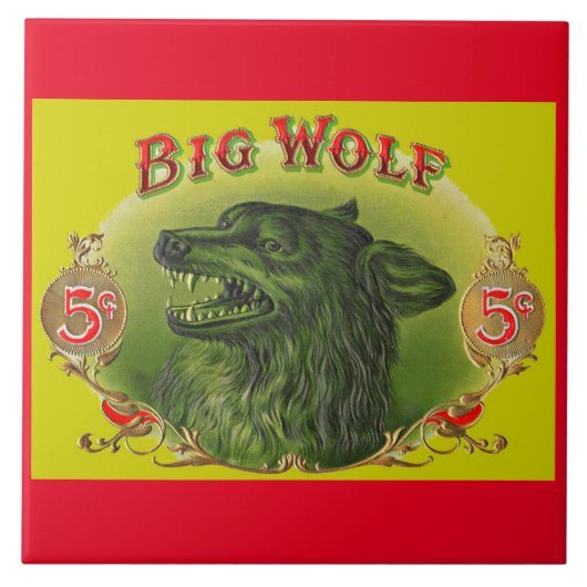 Big Wolf Zigarrenlabel Fliese (Vorderseite)