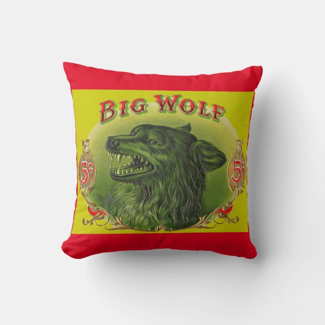 Big Wolf Zigarrenlabel Kissen (Vorderseite)