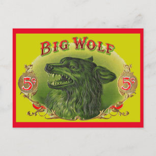 Big Wolf Zigarrenlabel Postkarte