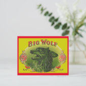 Big Wolf Zigarrenlabel Postkarte (Stehend Vorderseite)